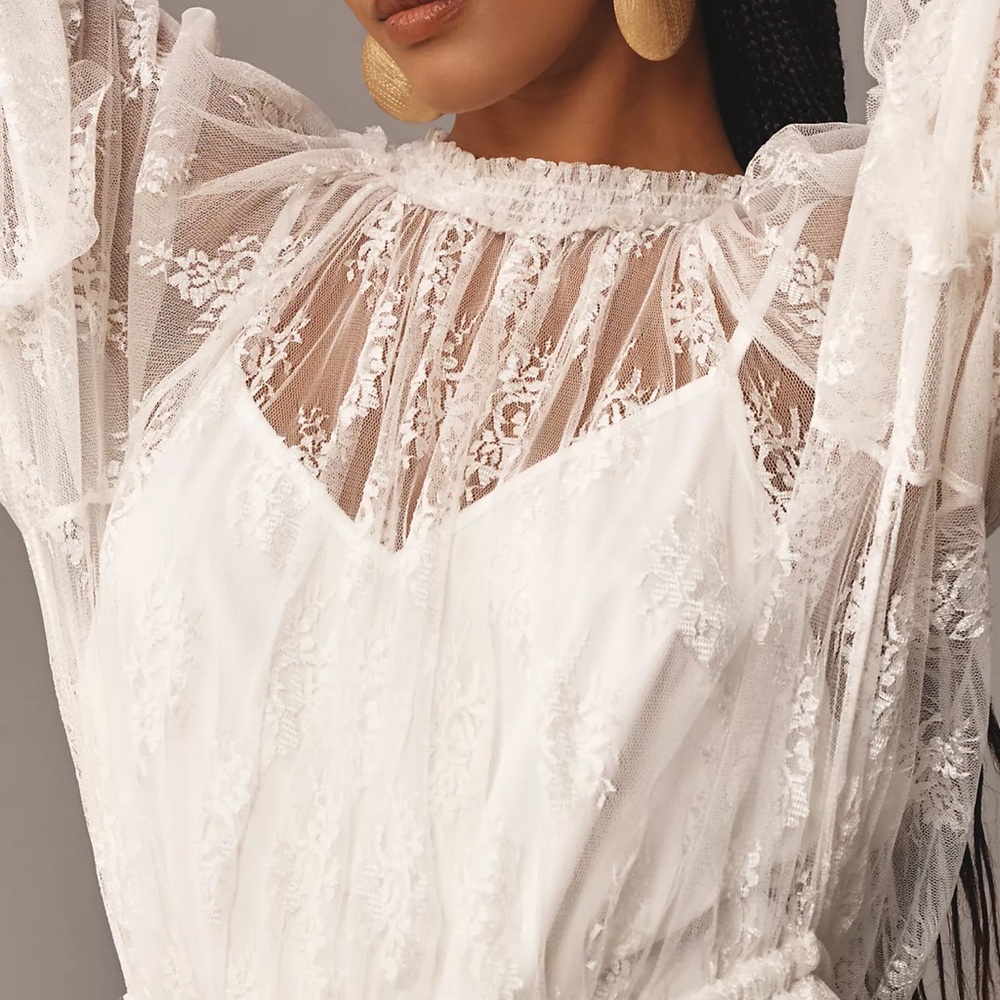 Anthropologie Let Me Be Short-Sleeve Ruffle Maxi Dress - Picture 4 of 8